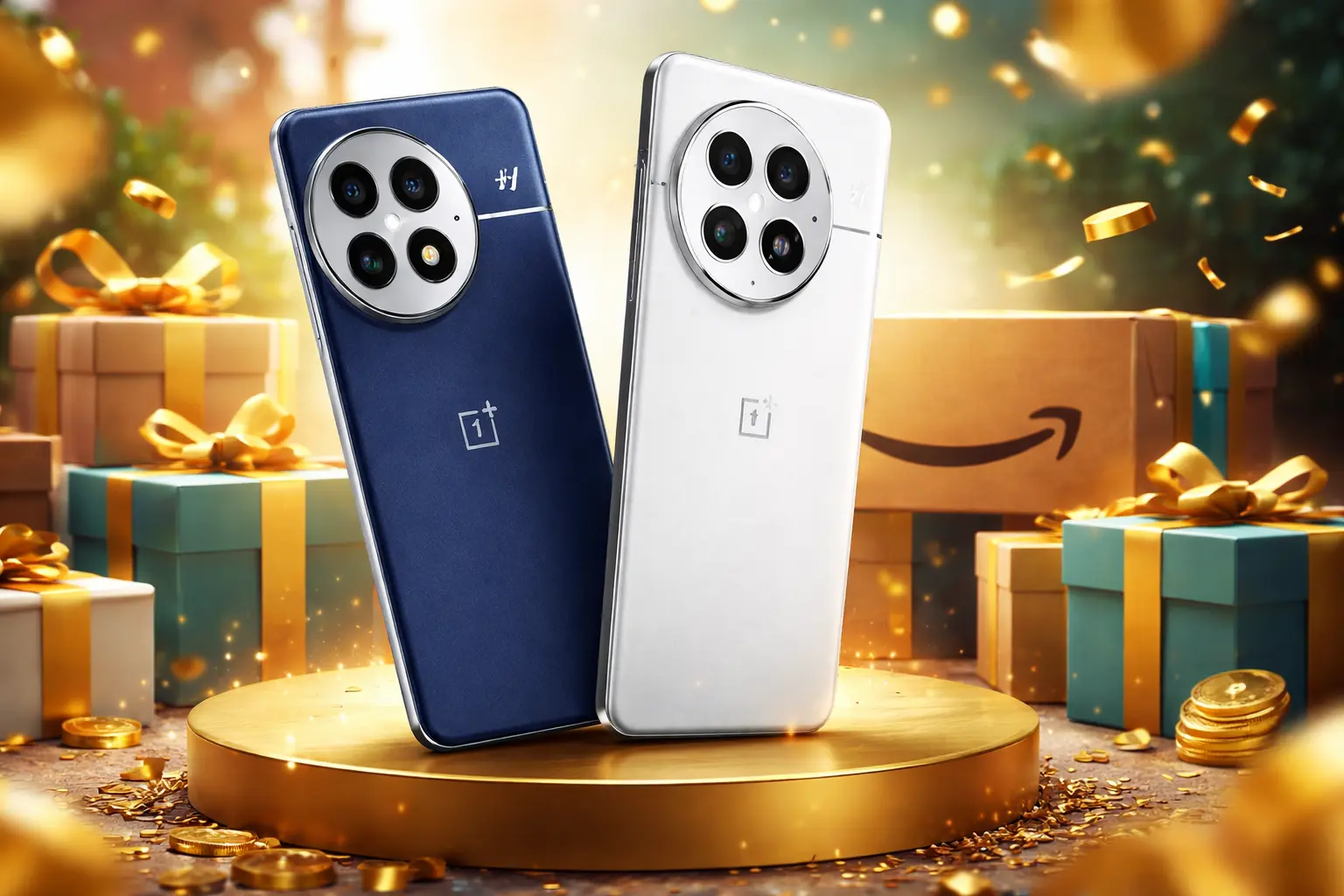 OnePlus flagship smartphone showcased during Amazon deal after ₹12,000 price drop, featuring premium design and triple camera setup