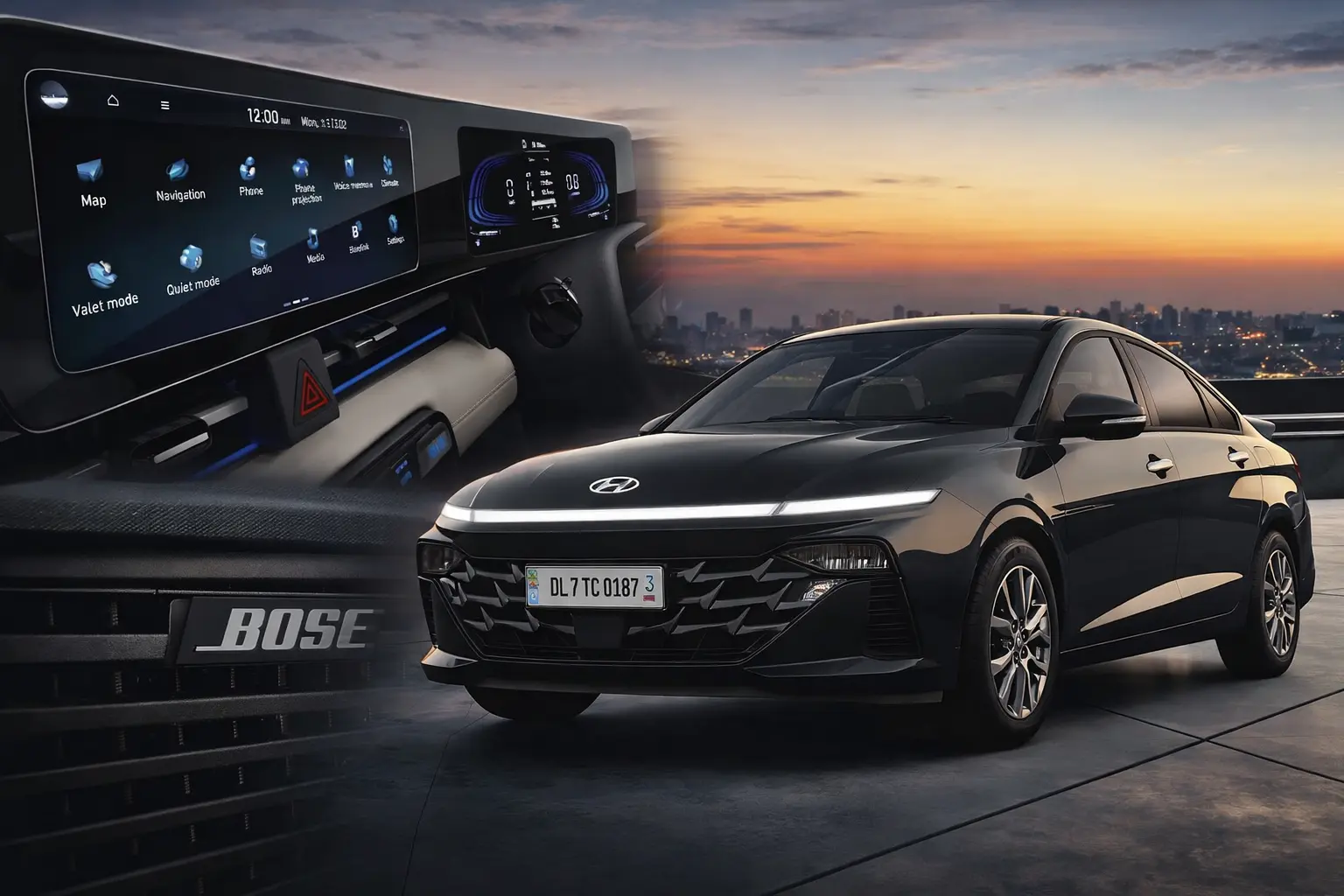 Hyundai Verna showcasing premium interior touchscreen and sleek exterior design in India