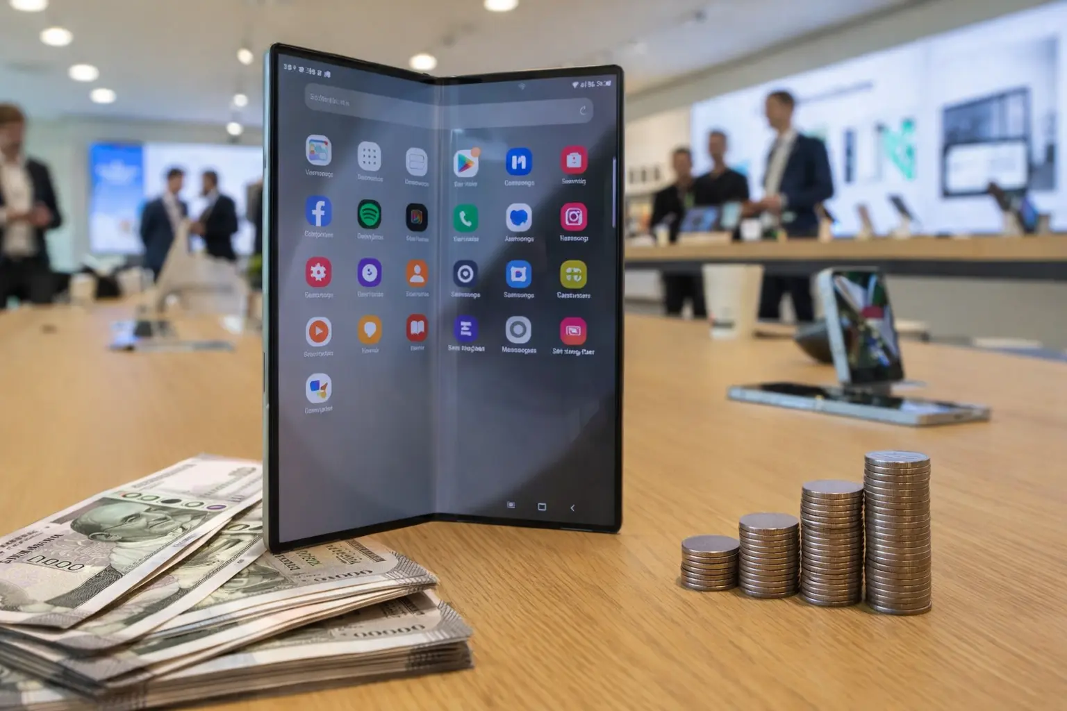 Samsung Galaxy Z Fold 6 unfolded showing large AMOLED display with premium design and price drop focus