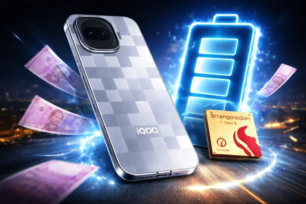 iQOO 15R smartphone showing premium design with massive battery focus for India launch